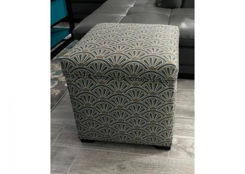 Fabric Covered Hinged Storage Cube